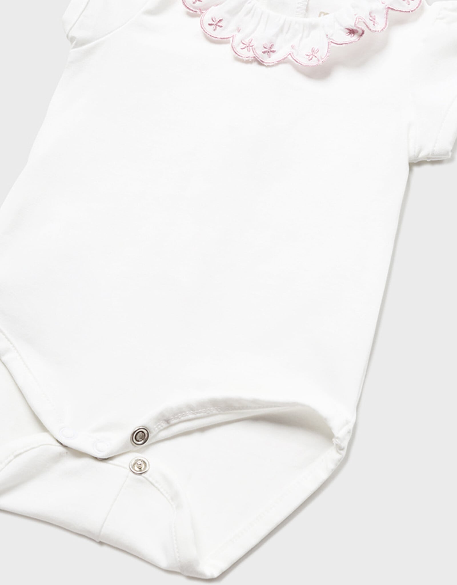 Mayoral White Bodysuit w/Pink Detailing