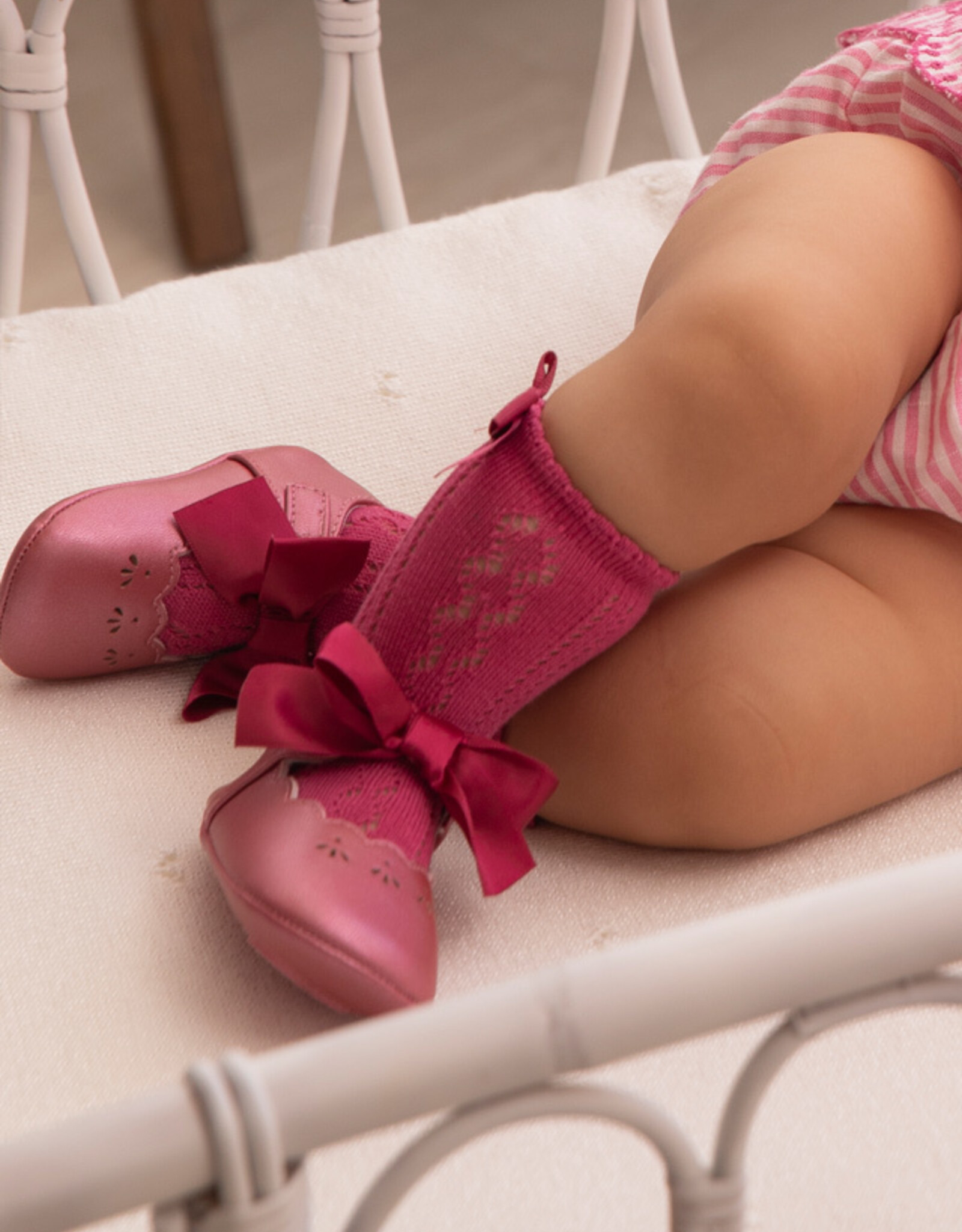 Mayoral Tulip Rose Bow Buckle Shoes