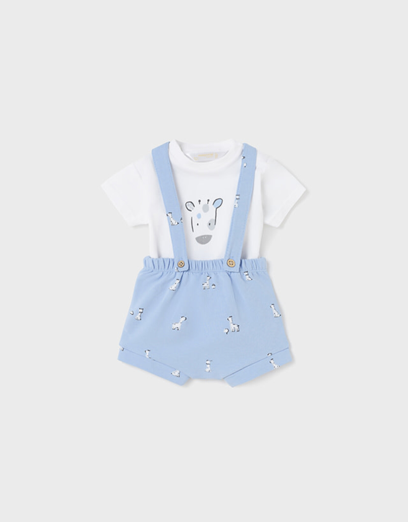 Mayoral Light Blue Zebra Pant & Suspender Set