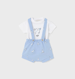 Mayoral Light Blue Zebra Pant & Suspender Set