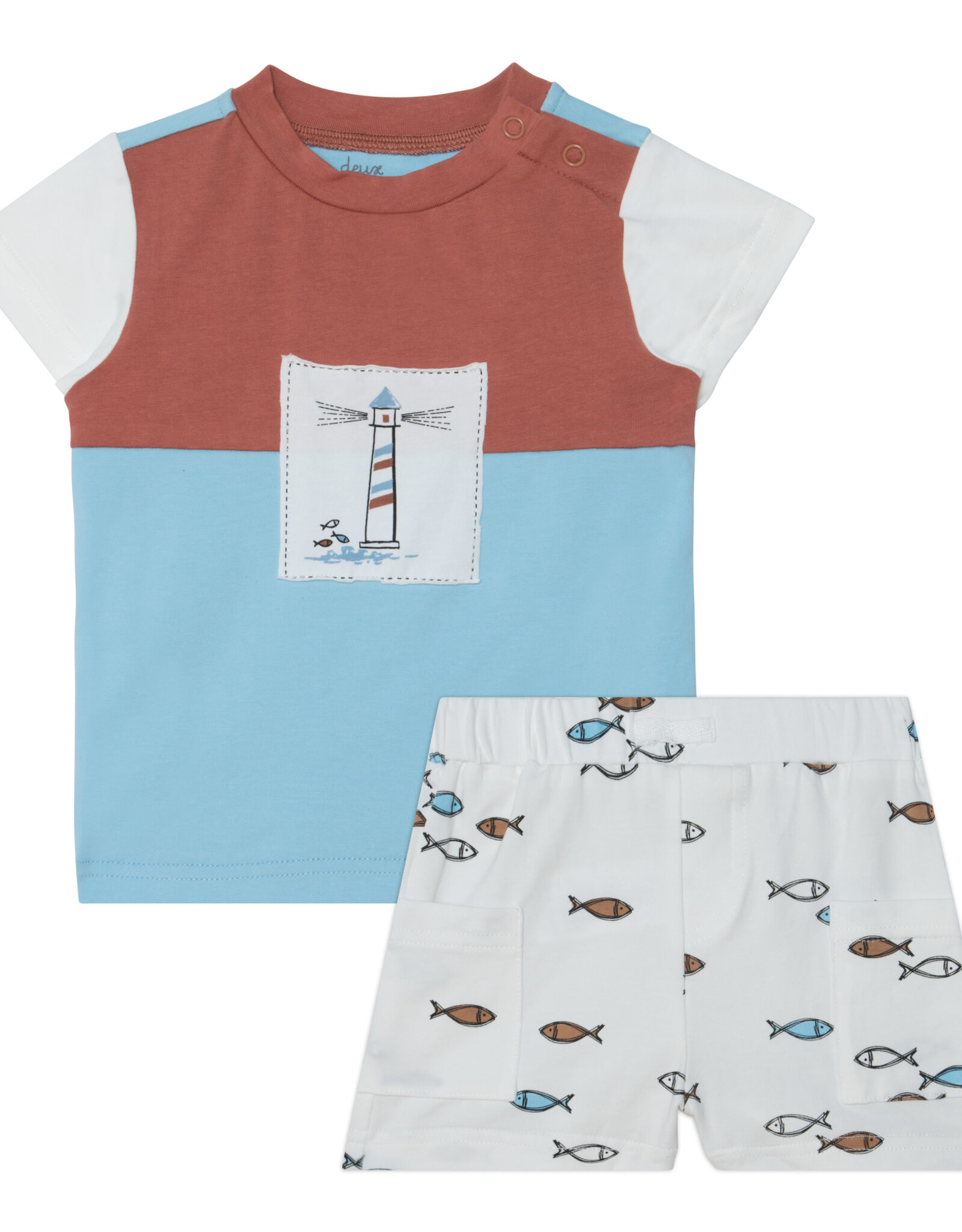 Deux Par Deux Fish Top & Short Set