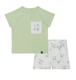 Deux Par Deux Green Crocodile Top & Short Set