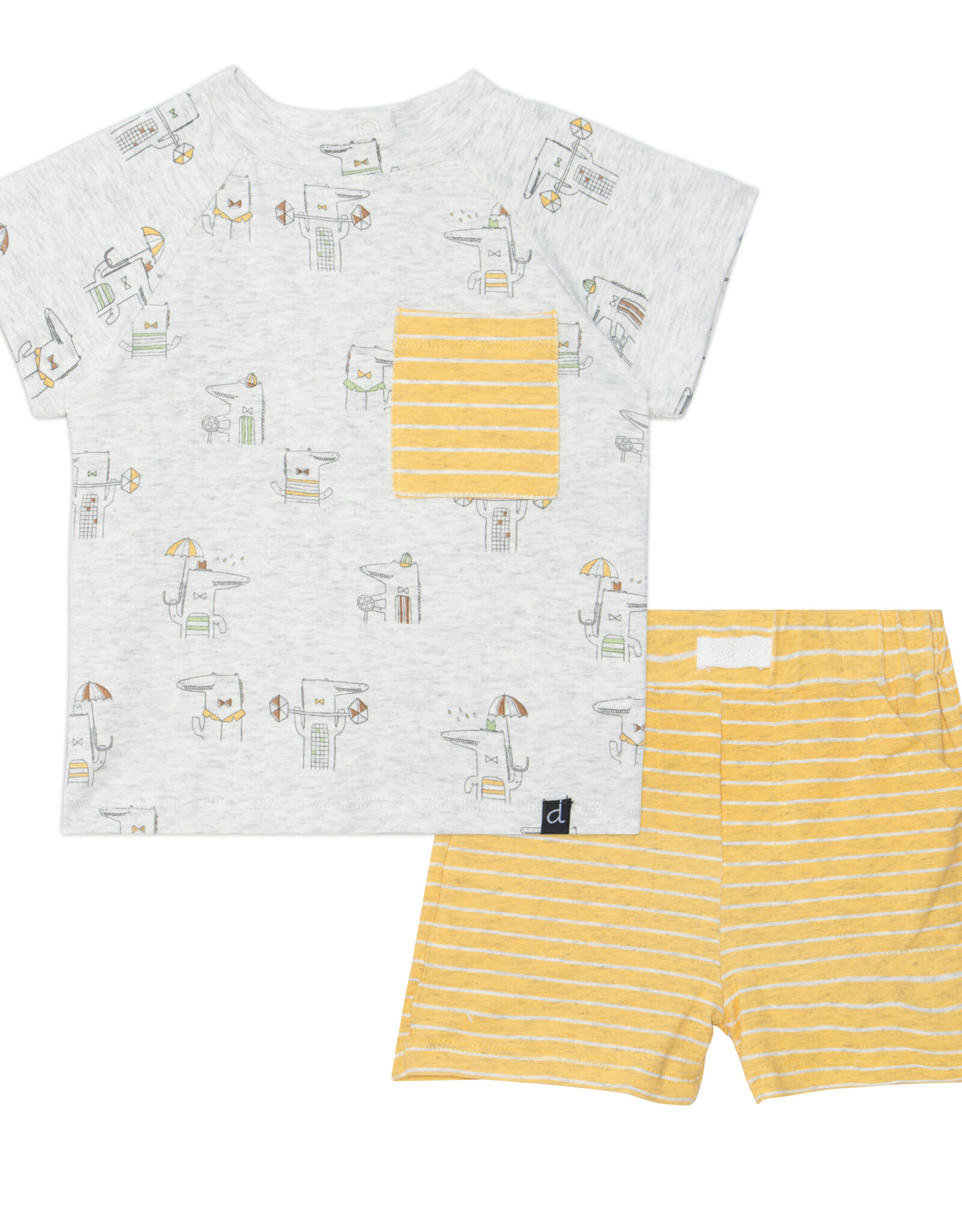 Deux Par Deux Gold Crocodile Top & Short Set