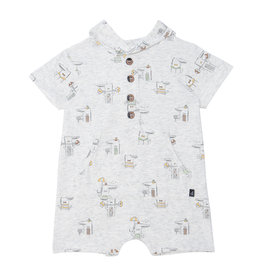 Deux Par Deux Crocodile Button Organic Romper