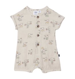 Deux Par Deux Crocodile Button Muslin Romper