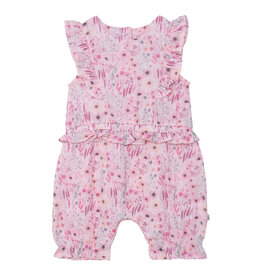 Deux Par Deux Romantic Flowers Romper w/Frill