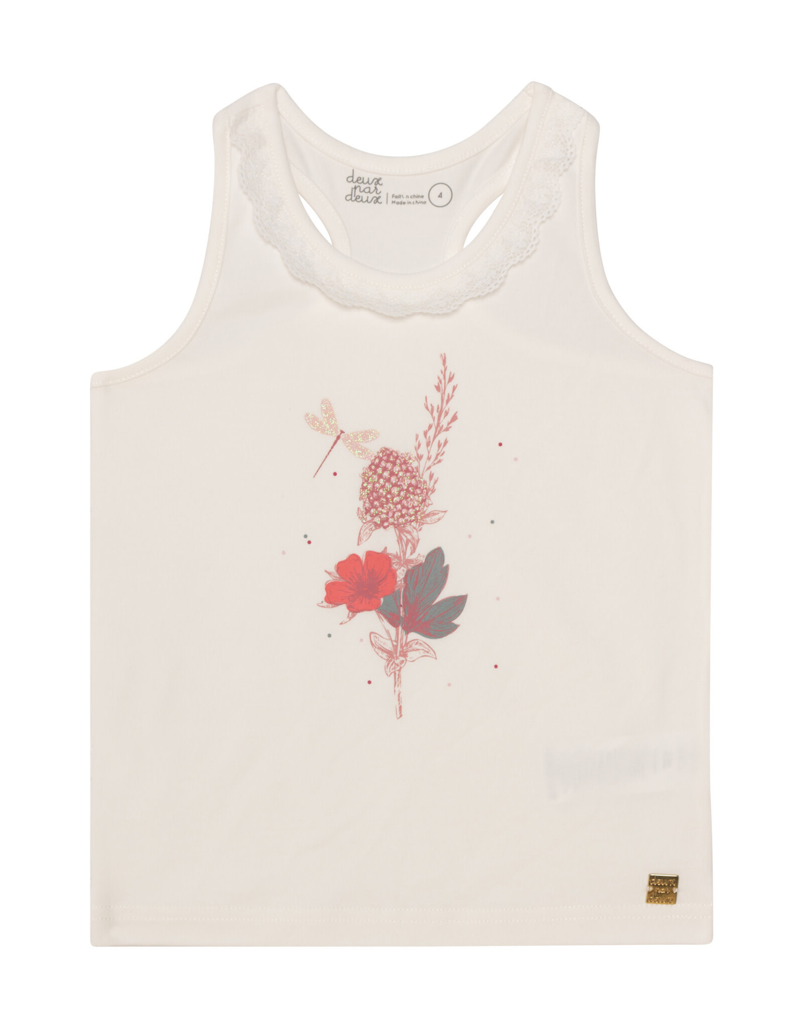 Deux Par Deux Off White Tank w/Lace Detail