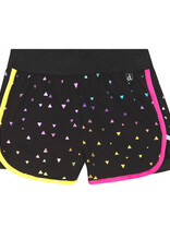Deux Par Deux Foil Triangle Print Shorts w/Mesh Insert
