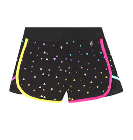 Deux Par Deux Foil Triangle Print Shorts w/Mesh Insert
