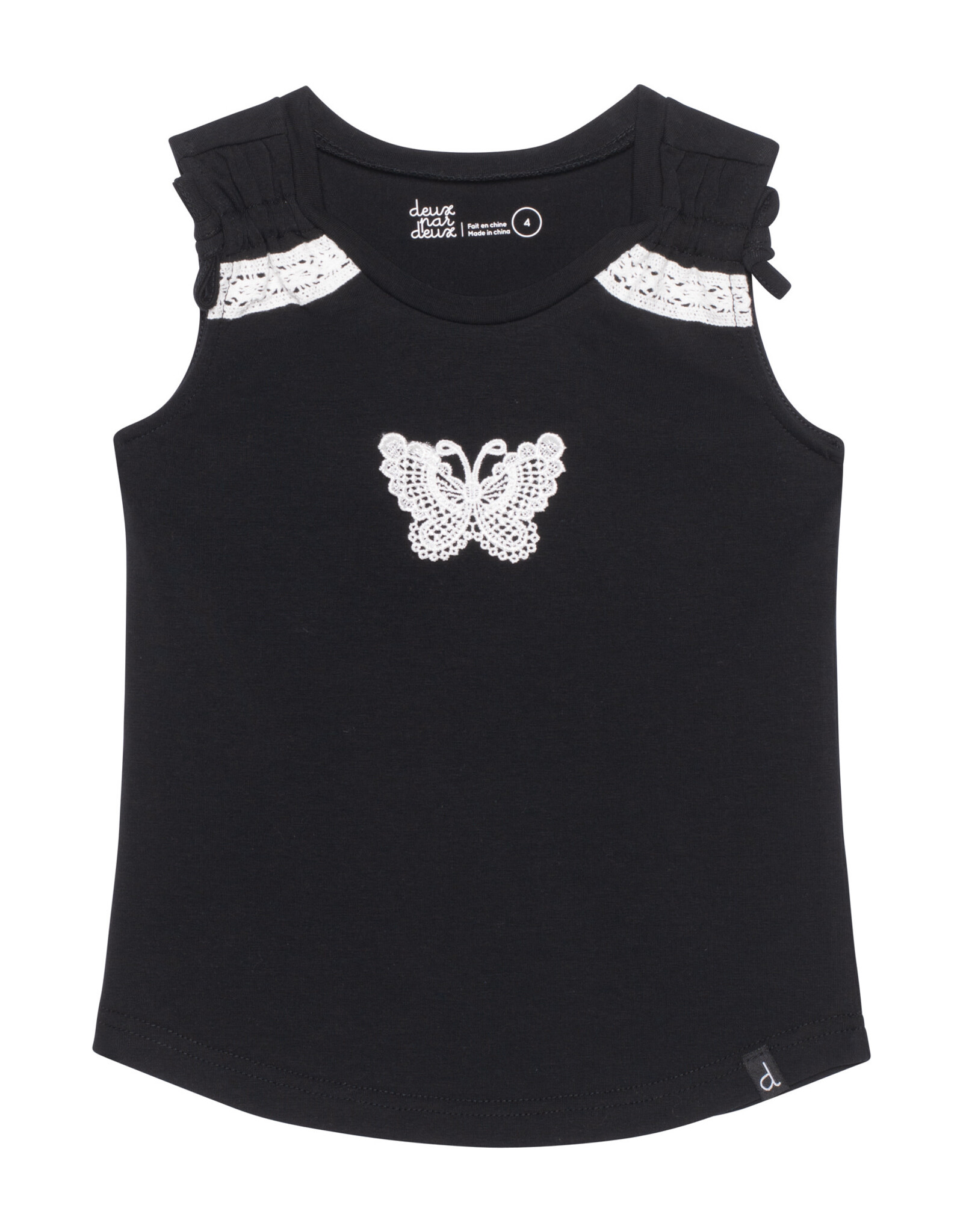 Deux Par Deux Anthracite Tank with Crochet Detailing