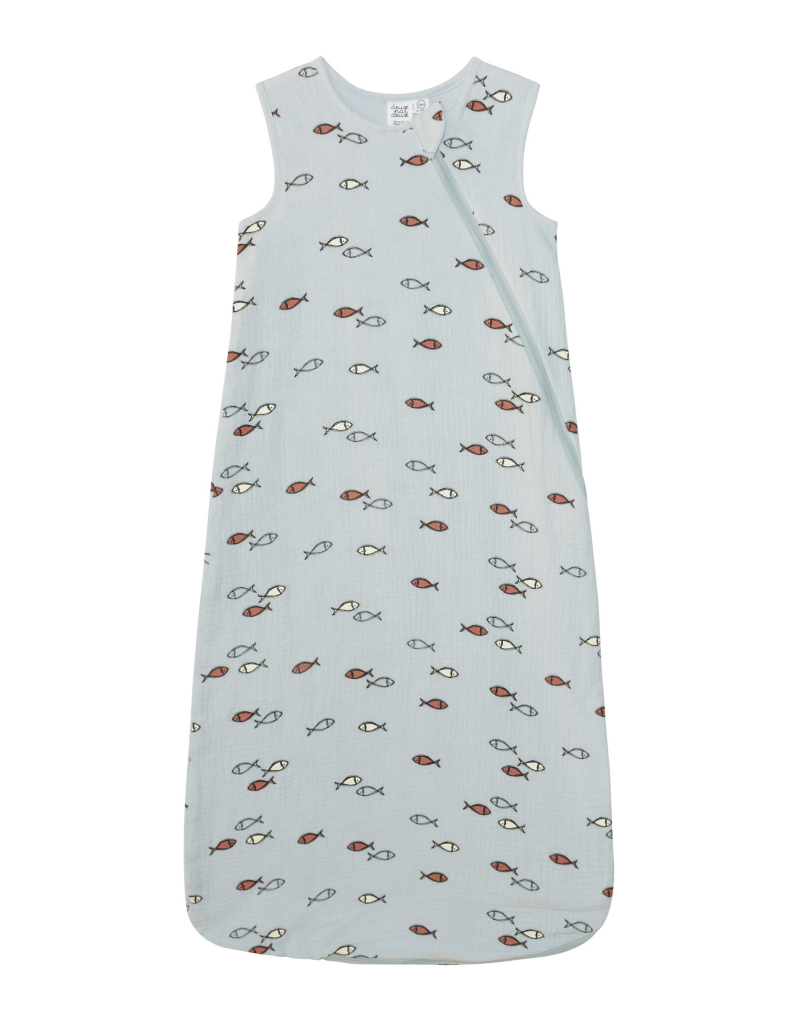 Deux Par Deux Fish Blue Muslin Sleep Bag