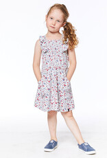 Deux Par Deux Oatmeal Flowers Sleeveless Dress w/Smocking