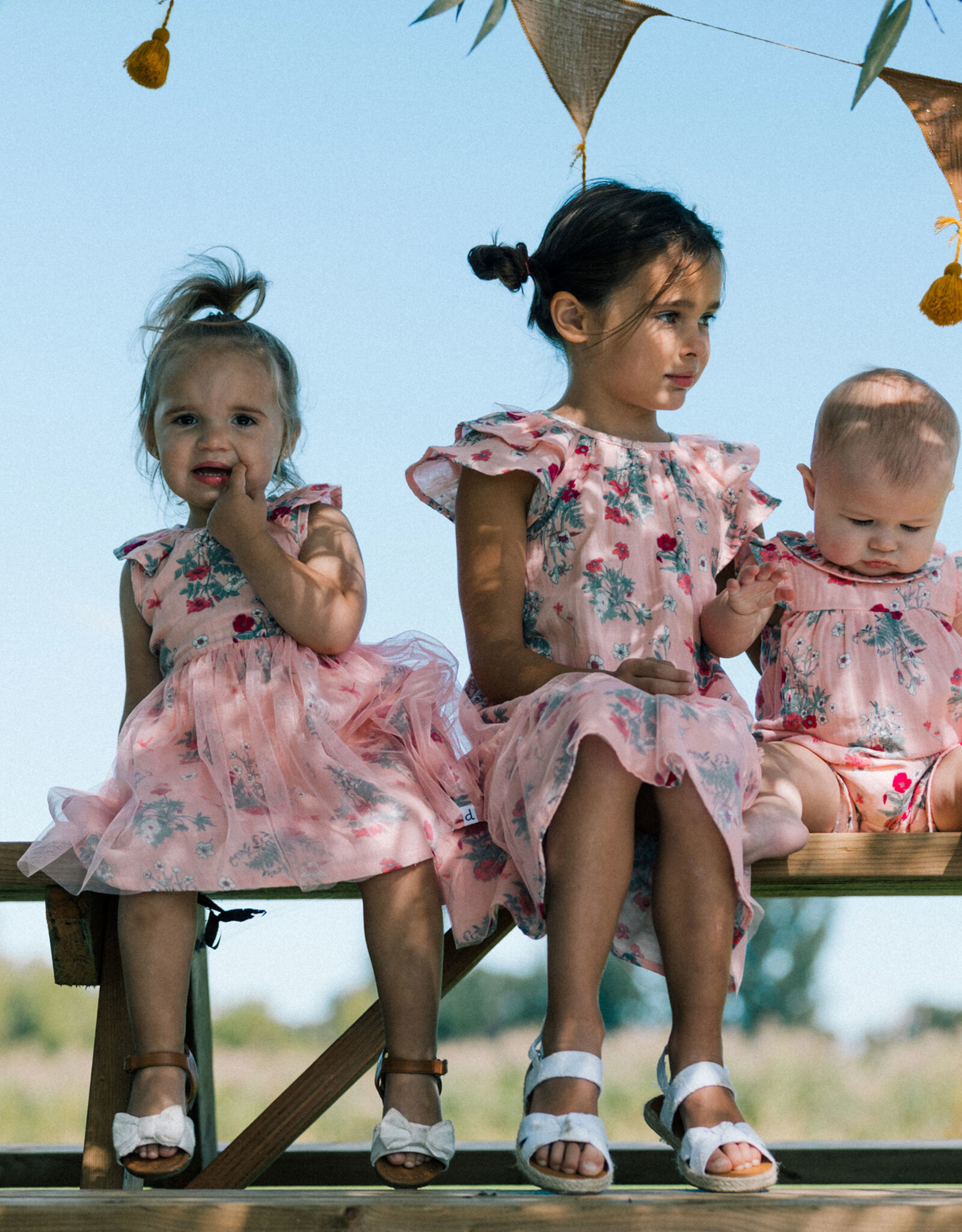 Deux Par Deux Botanical Flowers Romper/Frill