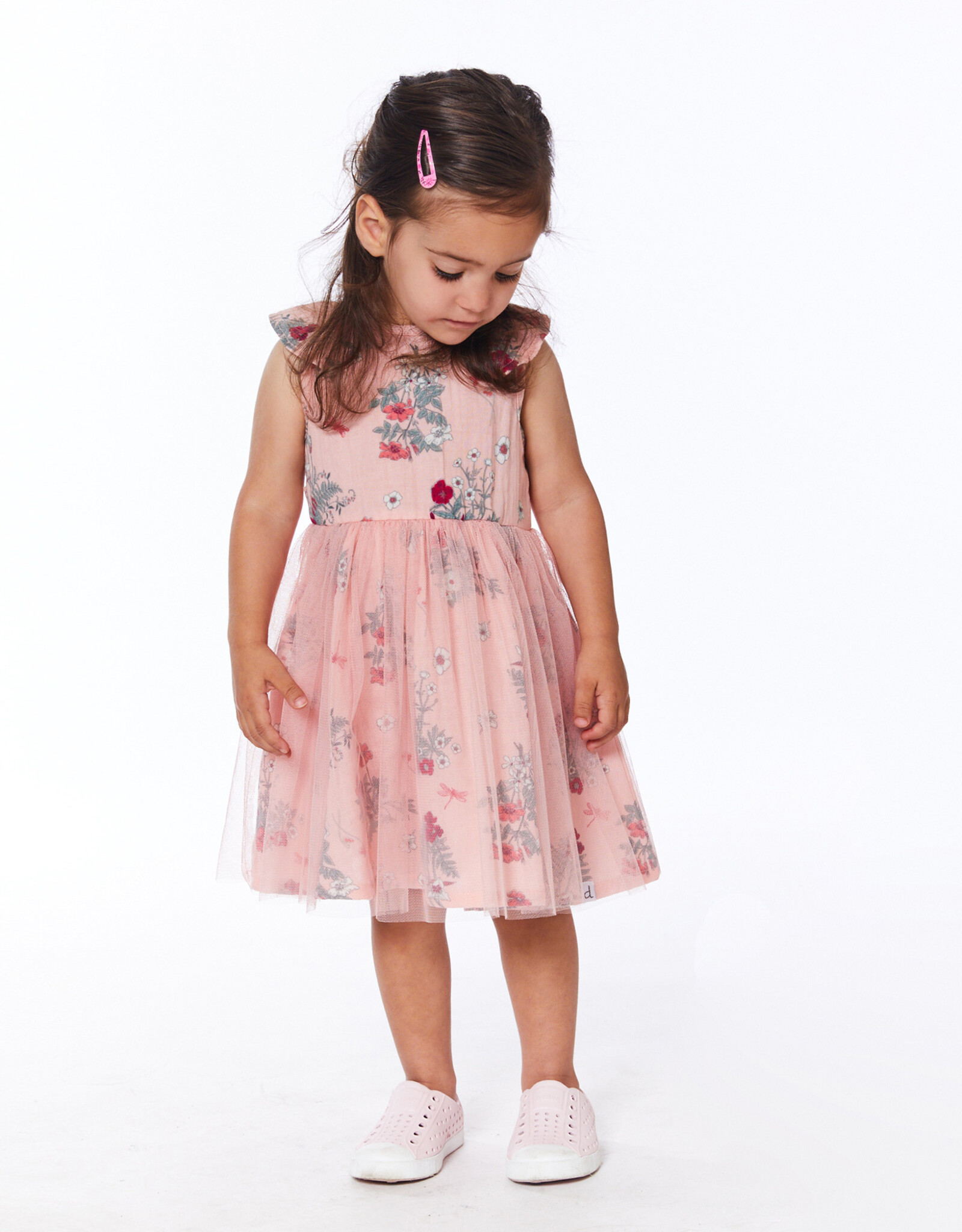 Deux Par Deux Botanical Flowers Dress w/Tulle Skirt