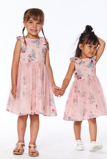 Deux Par Deux Botanical Flowers Dress w/Tulle Skirt