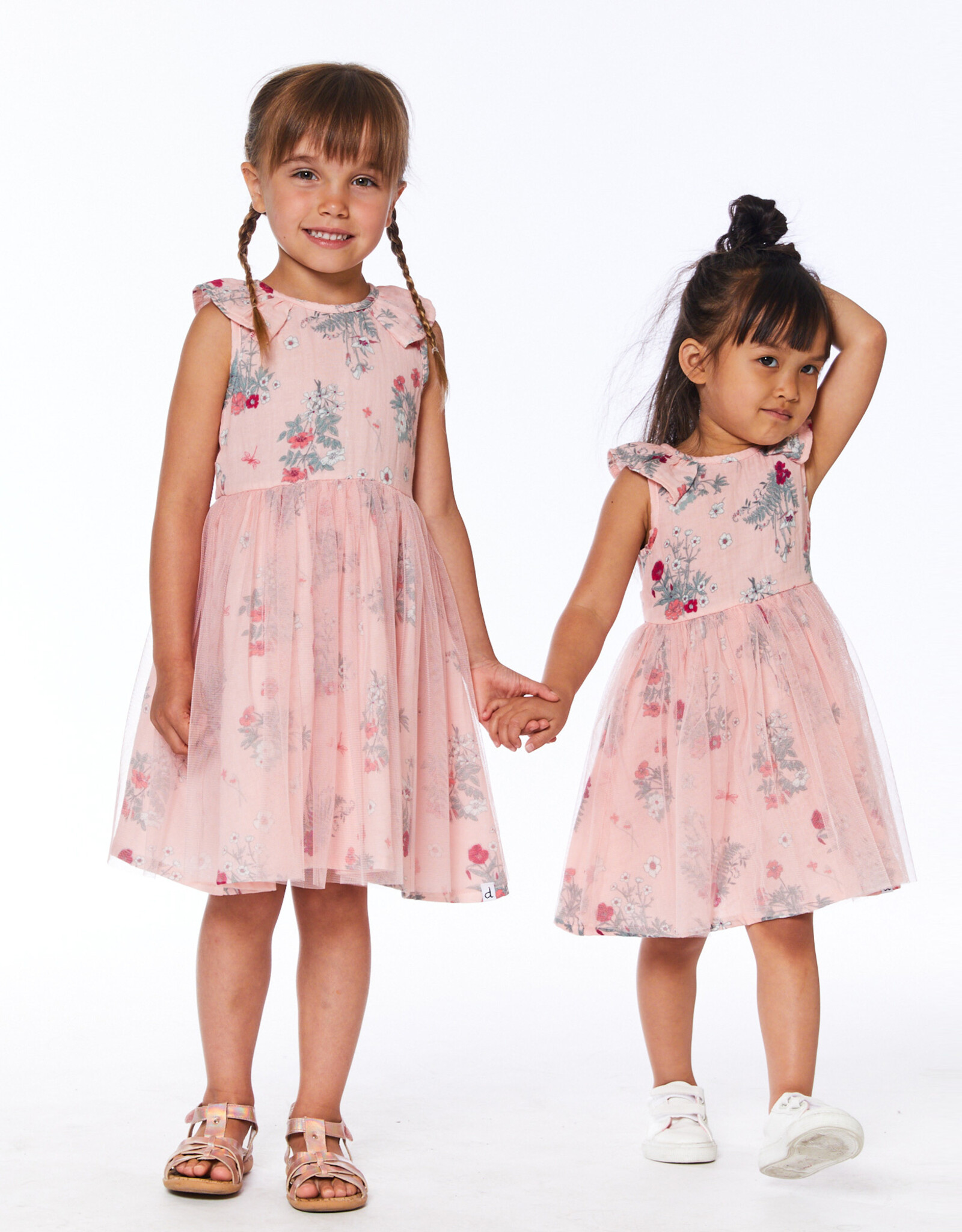 Deux Par Deux Botanical Flowers Dress w/Tulle Skirt