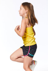 Deux Par Deux Foil Triangle Print Shorts w/Mesh Insert