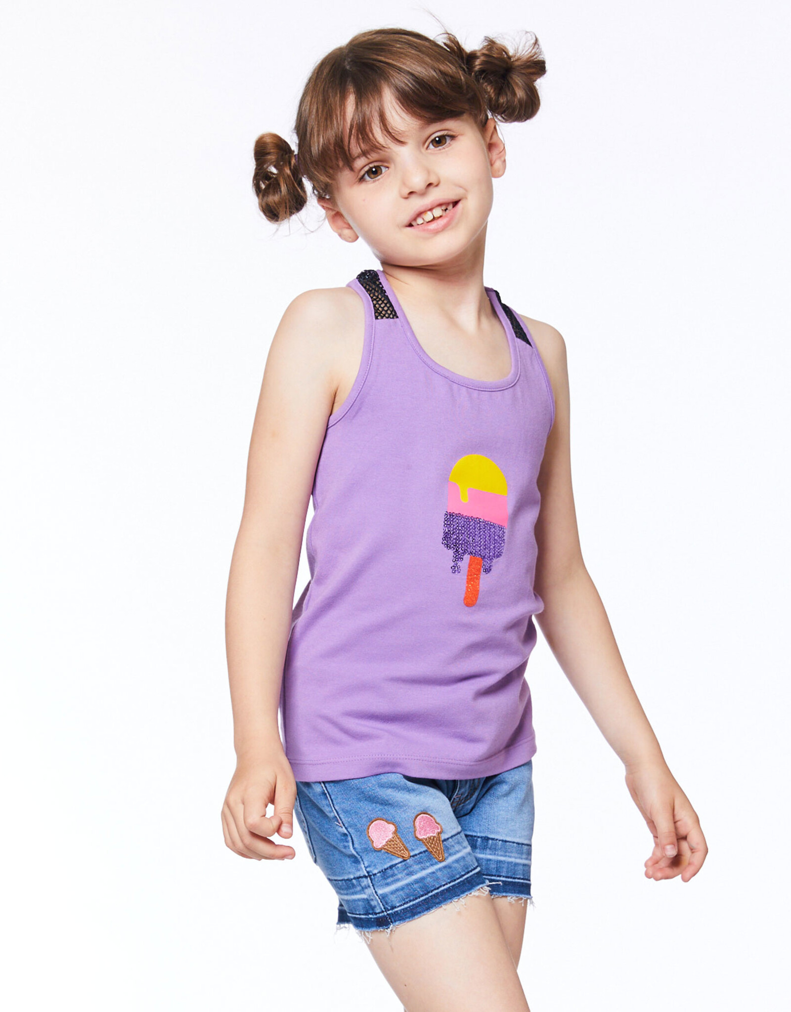 Deux Par Deux African Violet Tank Top w/Mesh