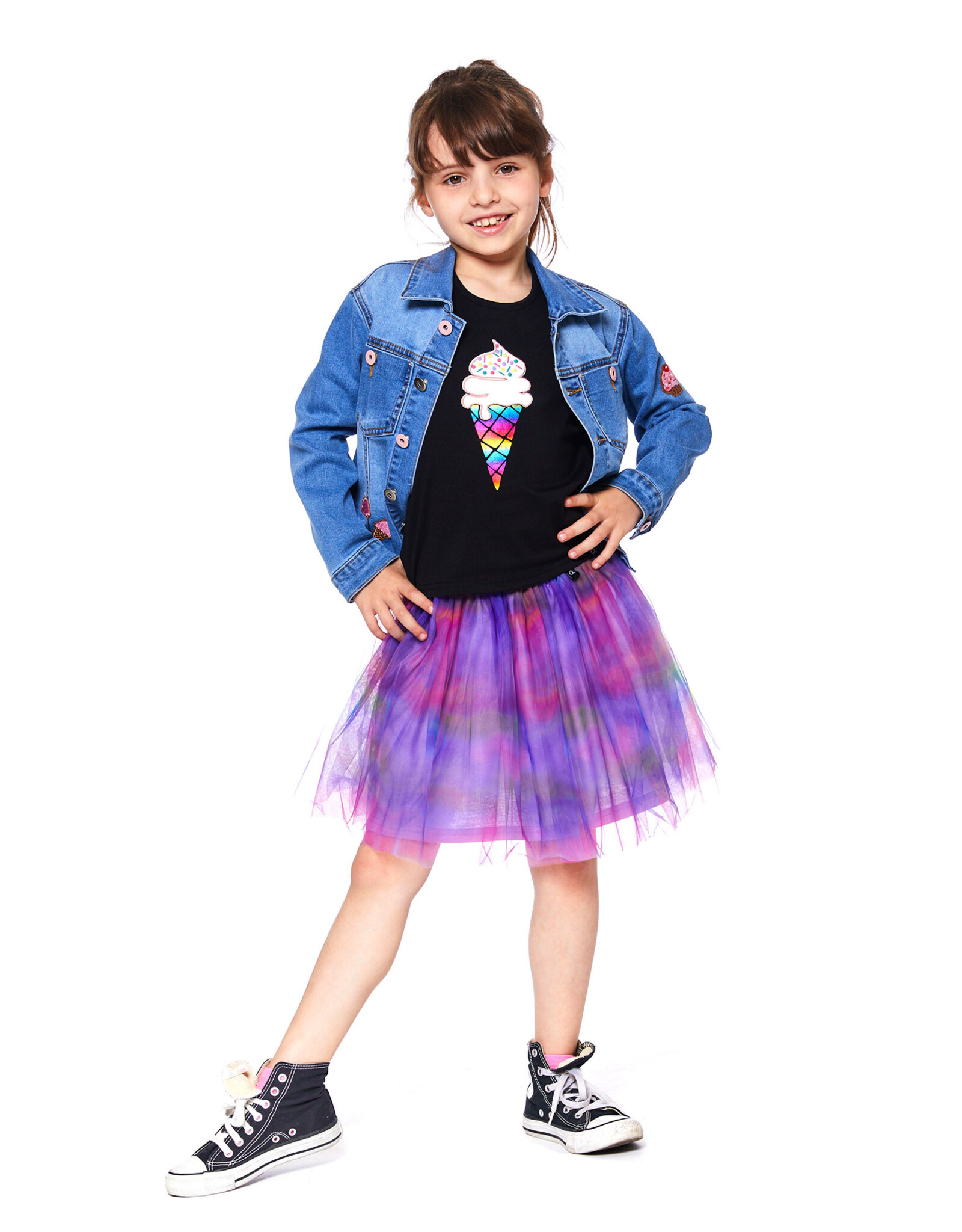 Deux Par Deux Rainbow Waves Tulle Skirt