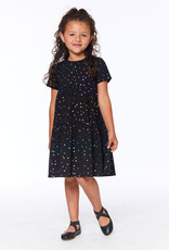 Deux Par Deux Foil Triangle Short Sleeve Dress