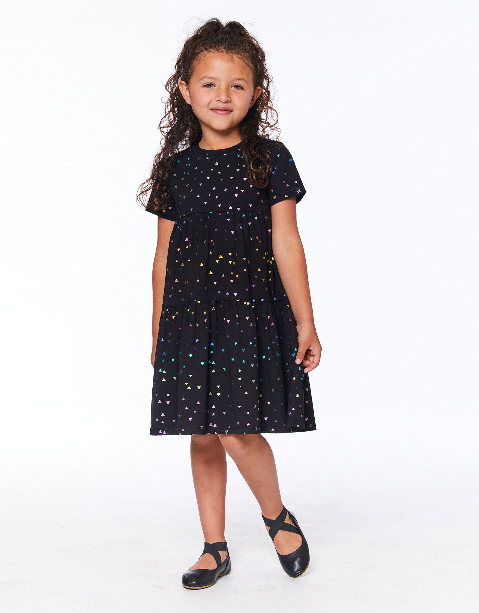 Deux Par Deux Foil Triangle Short Sleeve Dress