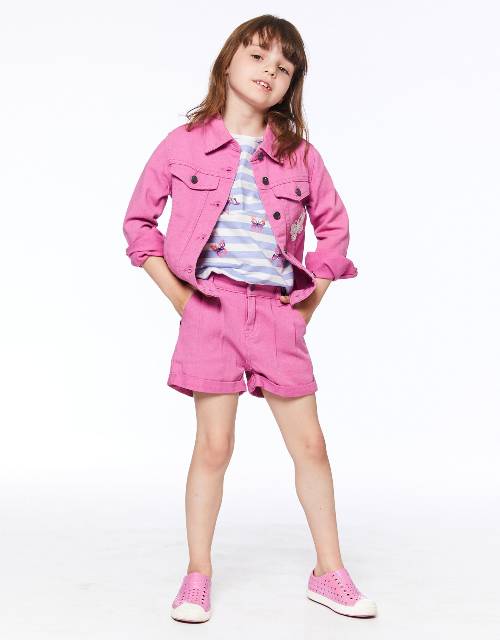 Deux Par Deux Pink Lemonade Denim Shorts