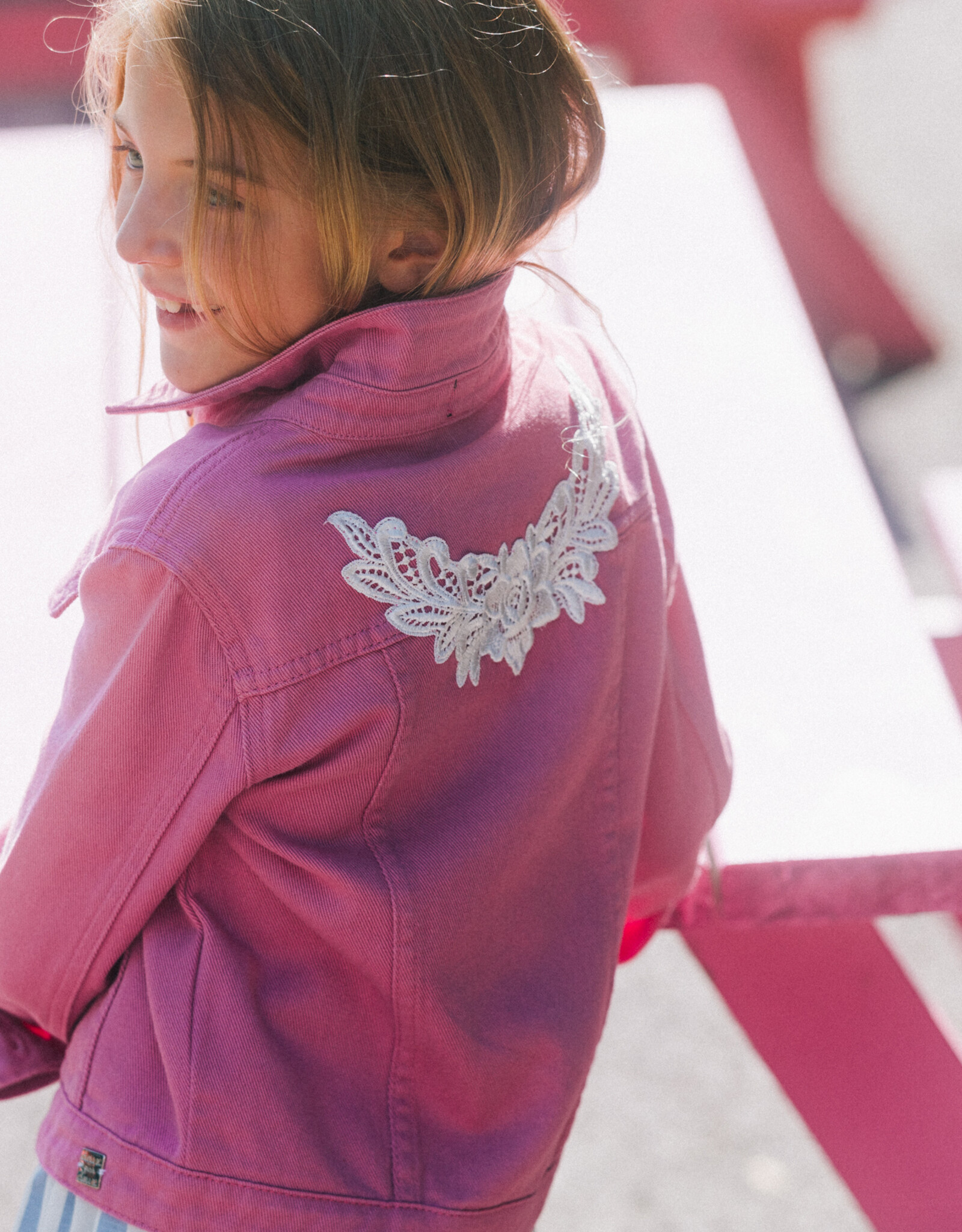 Deux Par Deux Pink Lemonade Denim Jacket