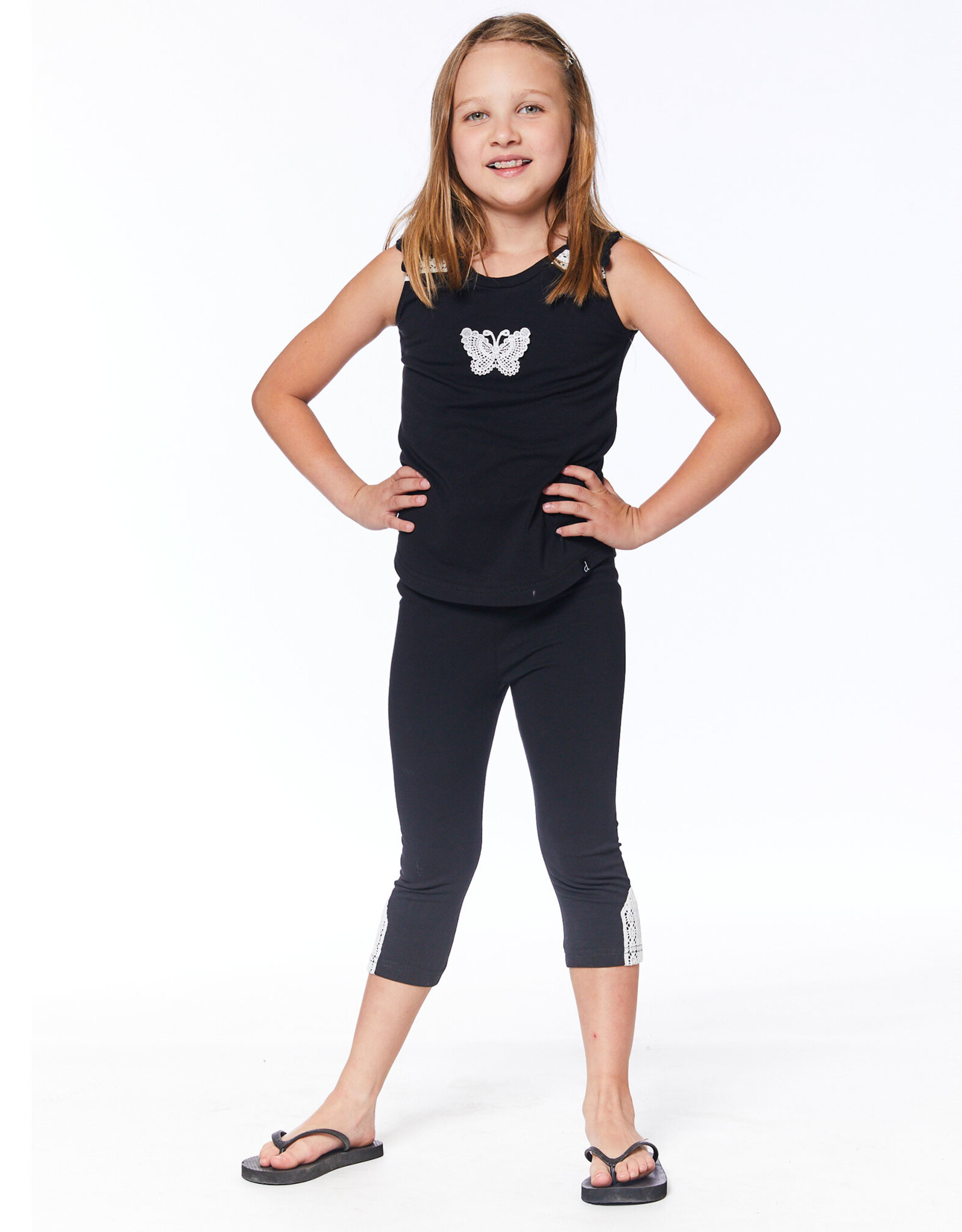 Deux Par Deux Anthracite Capri with Detail Hem