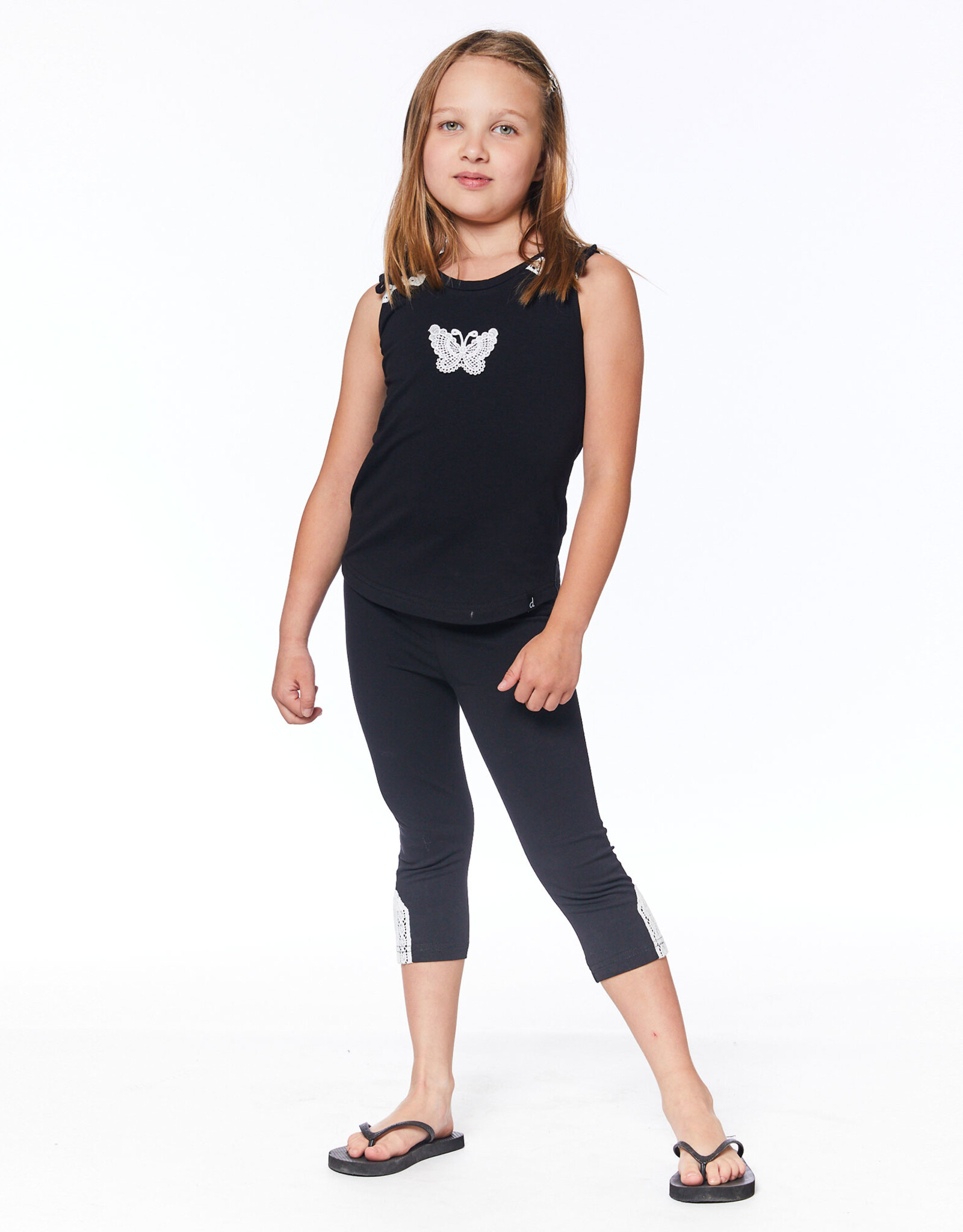 Deux Par Deux Anthracite Tank with Crochet Detailing