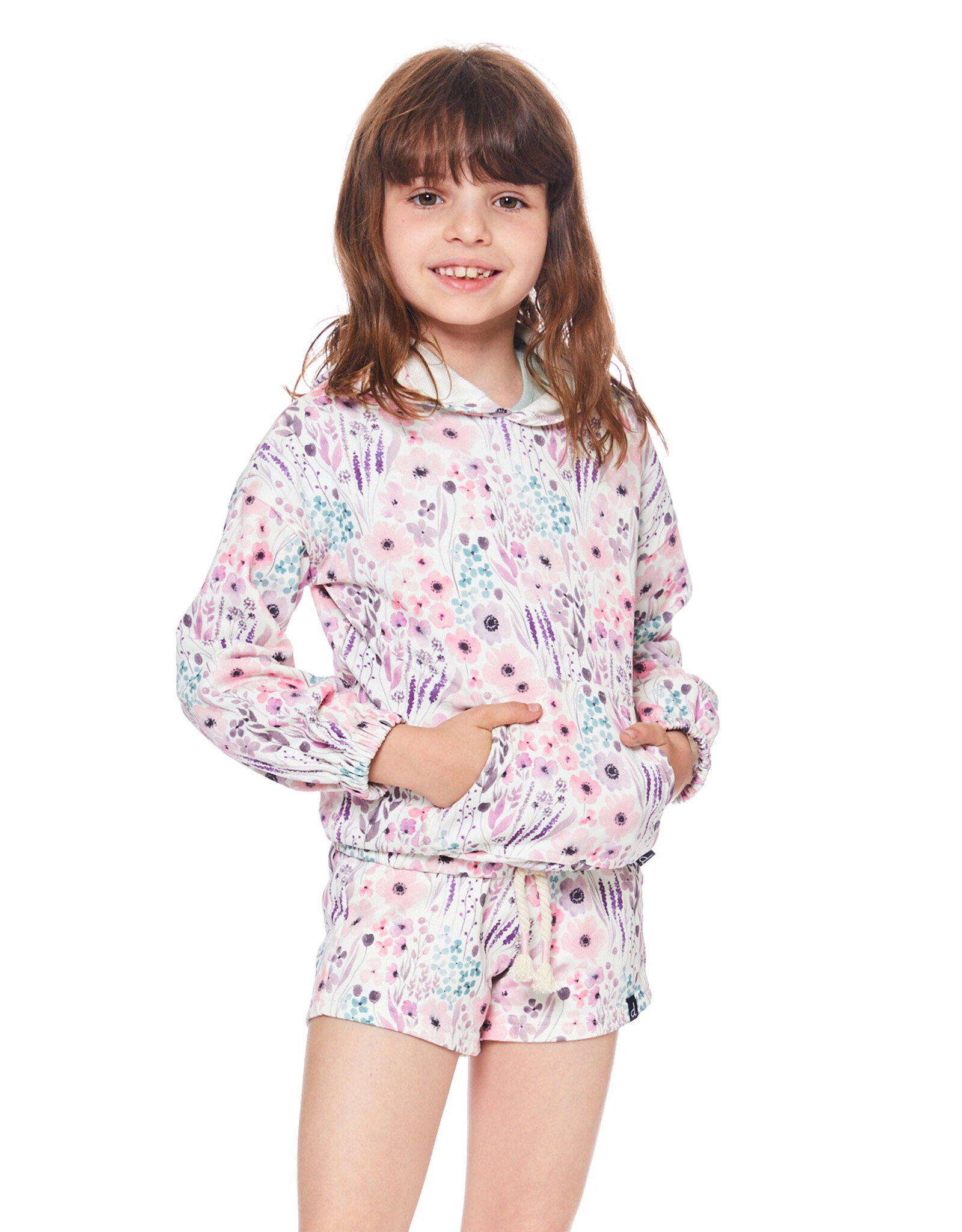 Deux Par Deux Watercolor Flower Hoodie
