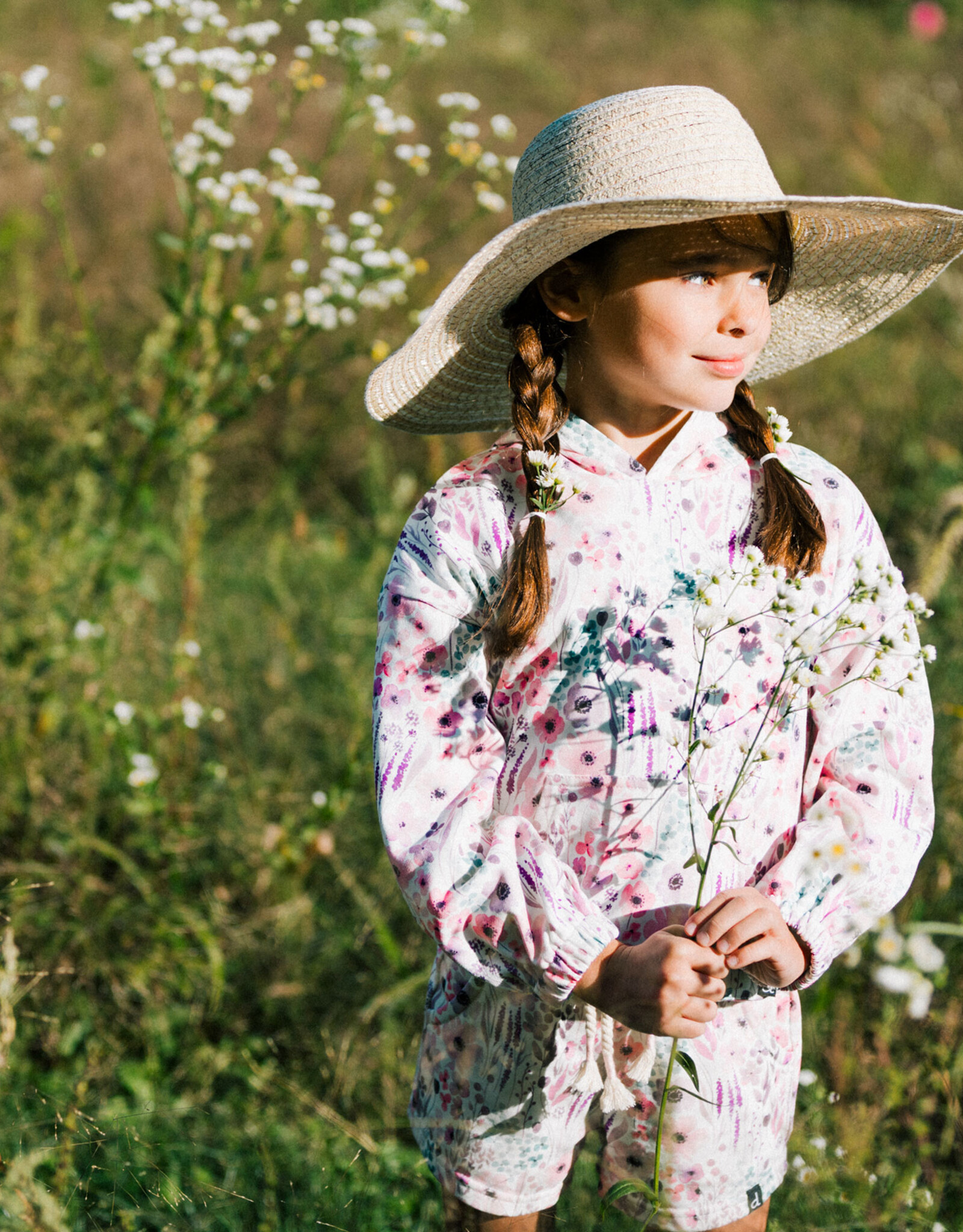 Deux Par Deux Watercolor Flower Hoodie