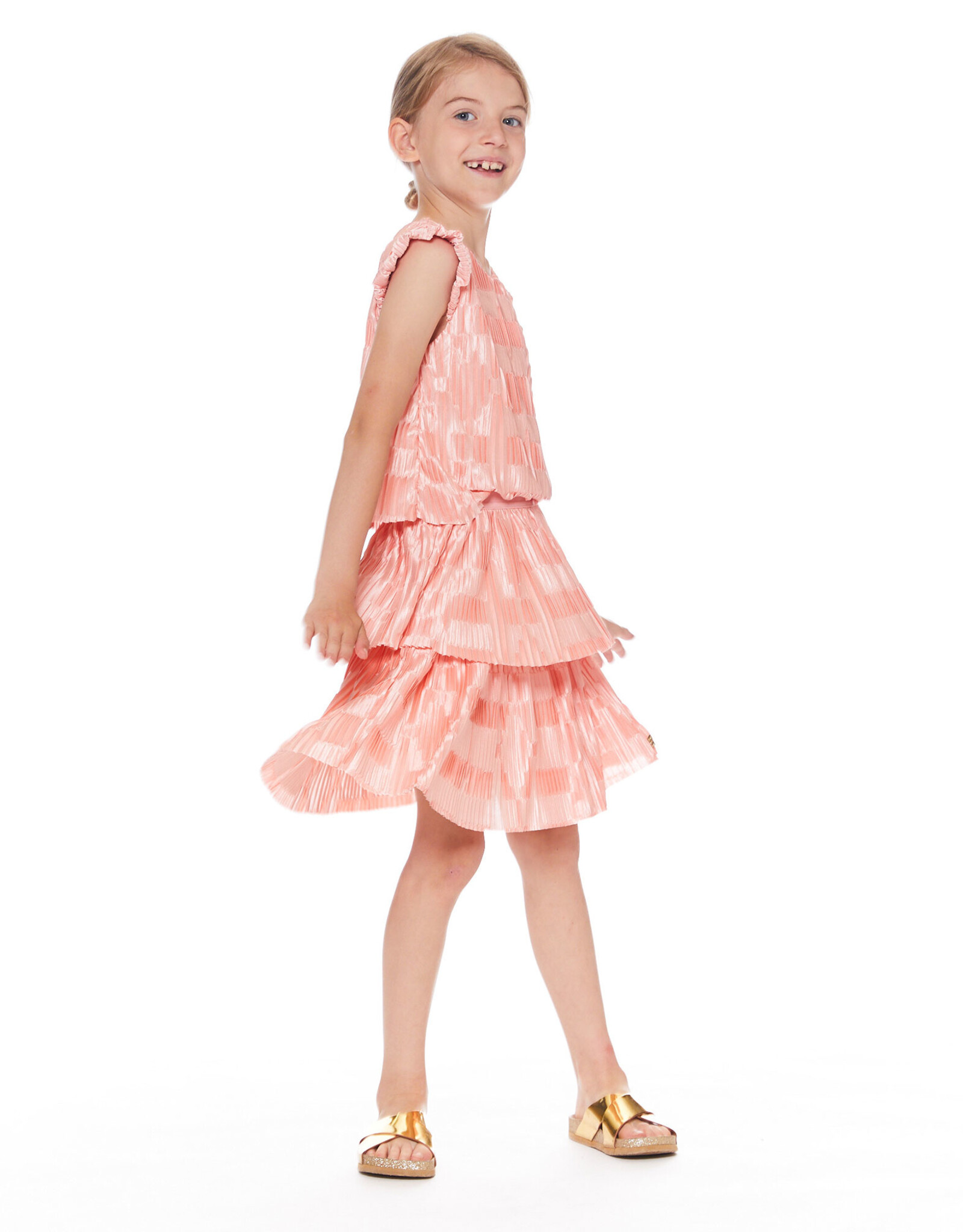 Deux Par Deux Candlelight Peach Short Sleeve Layers Dress