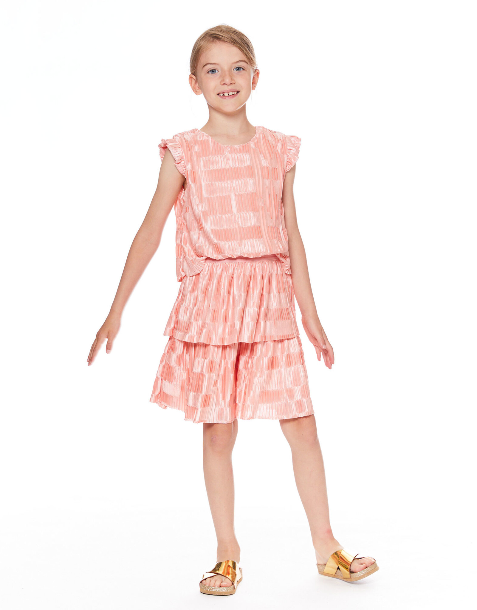 Deux Par Deux Candlelight Peach Short Sleeve Layers Dress