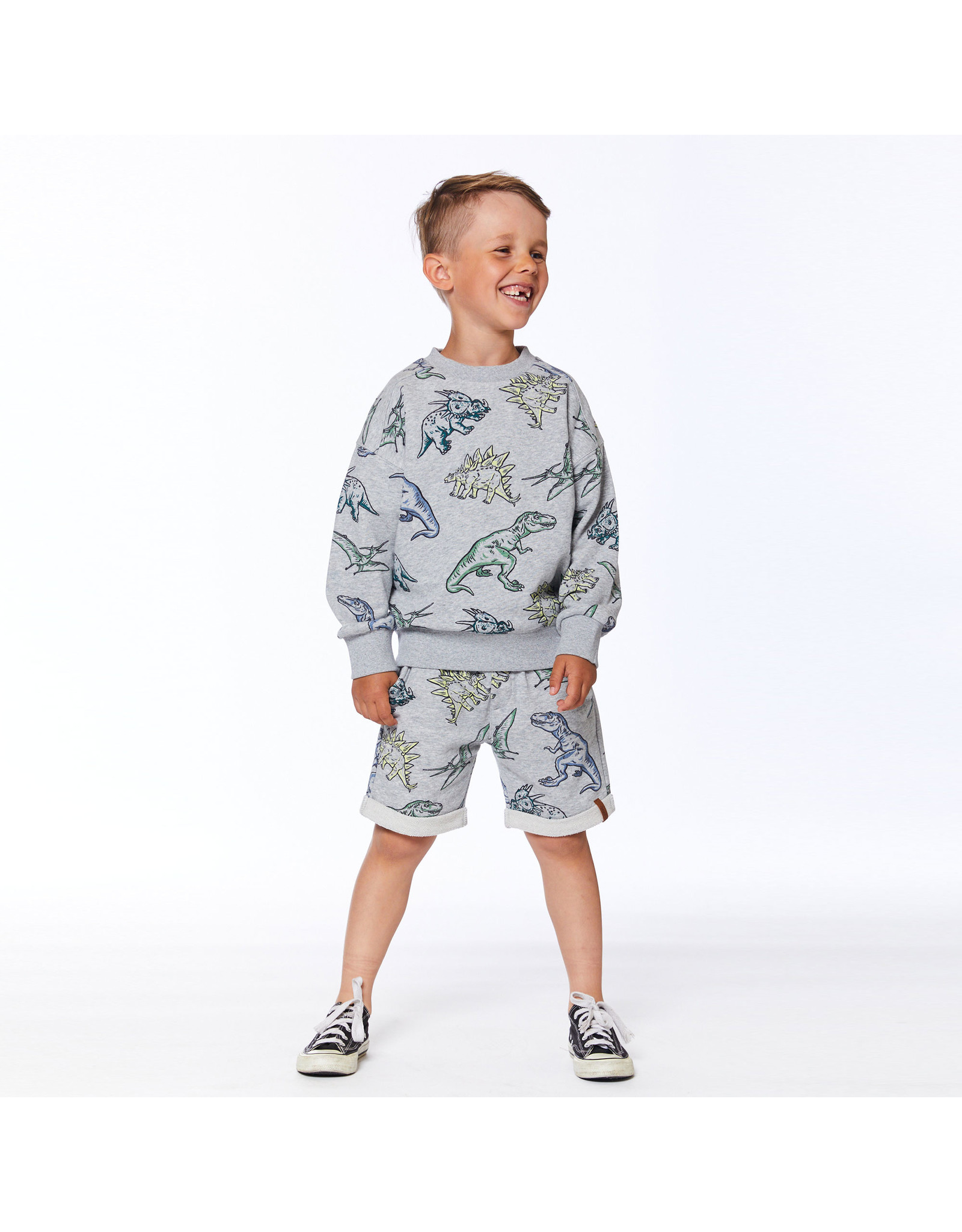 Deux Par Deux Light Grey Dino French Terry Short