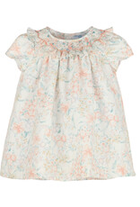 Casero Peach Floral Smock Dress