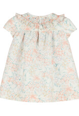 Casero Peach Floral Smock Dress