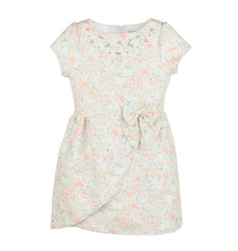Casero Peach Floral Embroidered Dress