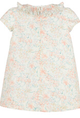 Casero Peach Floral Smock A-Line Dress
