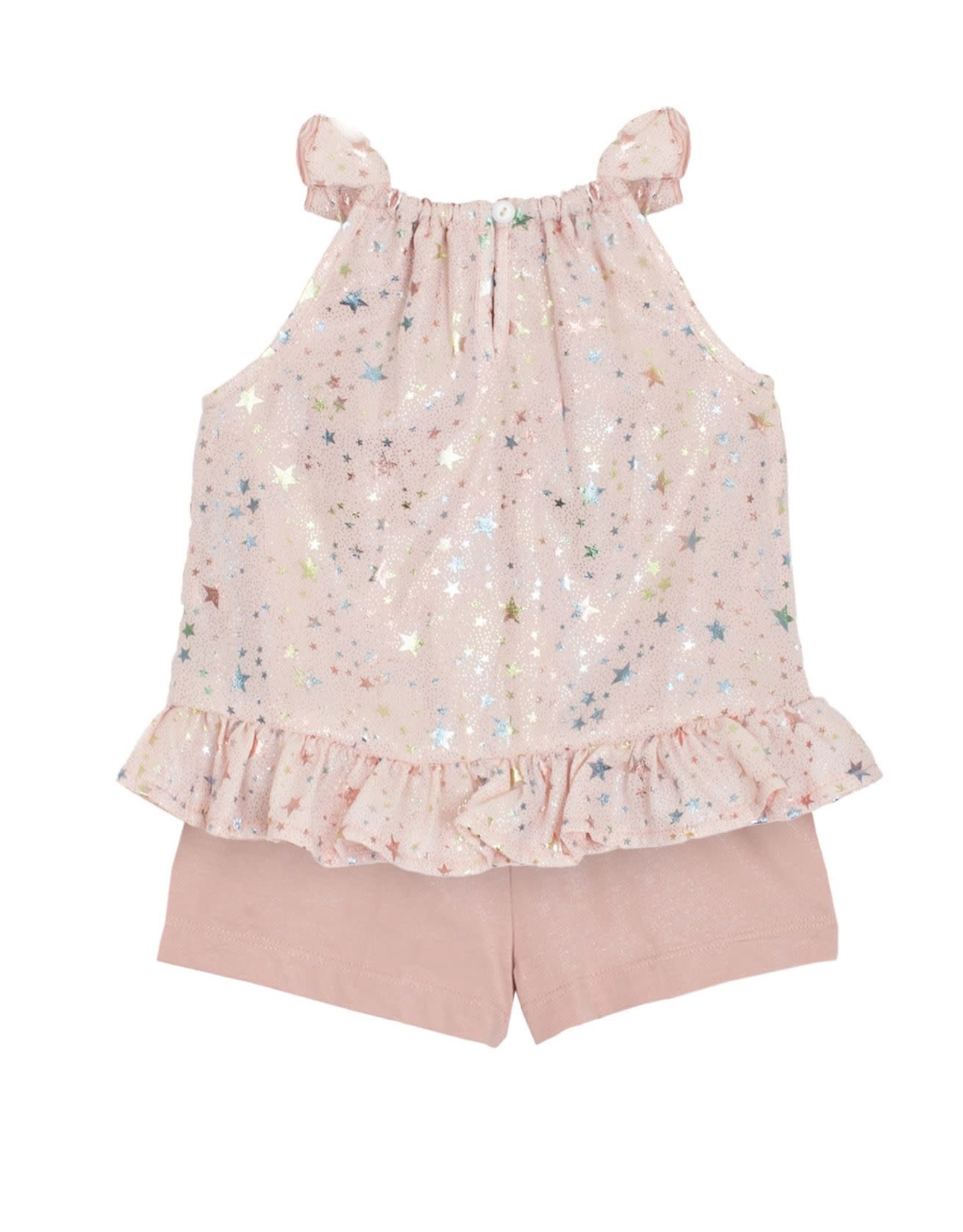Summer Sparkle Chiffon Top and Knit Short 2PC Set