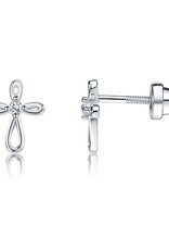 Cherished Moments Sterling Silver Open Infinity Cross Earring with Screw Back