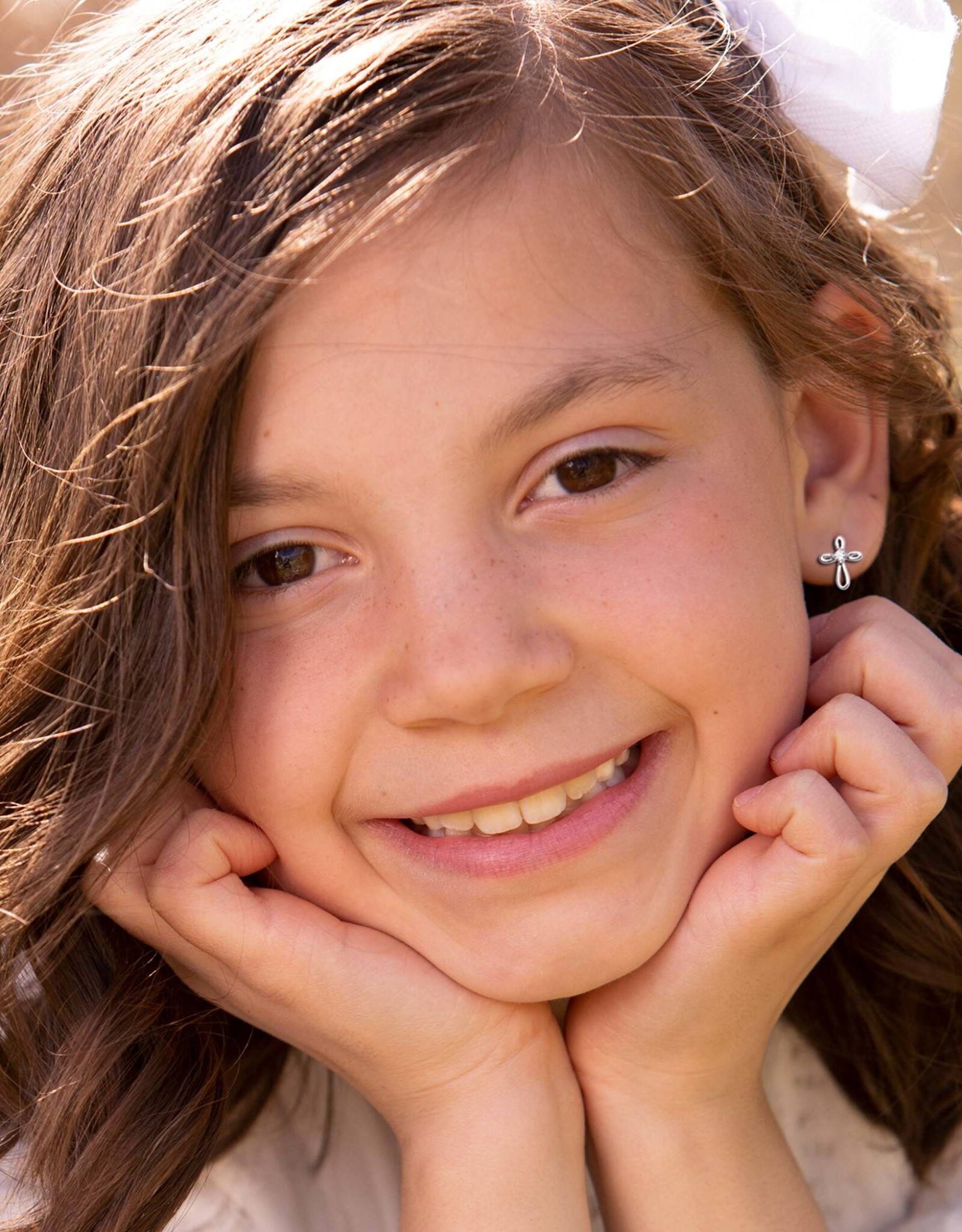 Cherished Moments Sterling Silver Open Infinity Cross Earring with Screw Back