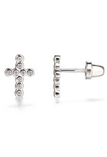 Cherished Moments Sterling Silver Cross Earrings with Clear CZs