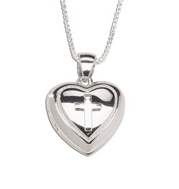 Cherished Moments Heart Locket Cross 14"