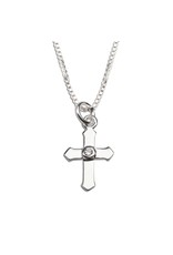 Cherished Moments Sterling Silver 14" Box Chain with Cross Charm