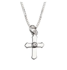 Cherished Moments Sterling Silver 14" Box Chain with Cross Charm