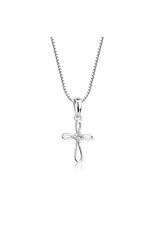Cherished Moments Sterling Silver Open Infinity Cross Necklace with CZ Stone 14" Chain