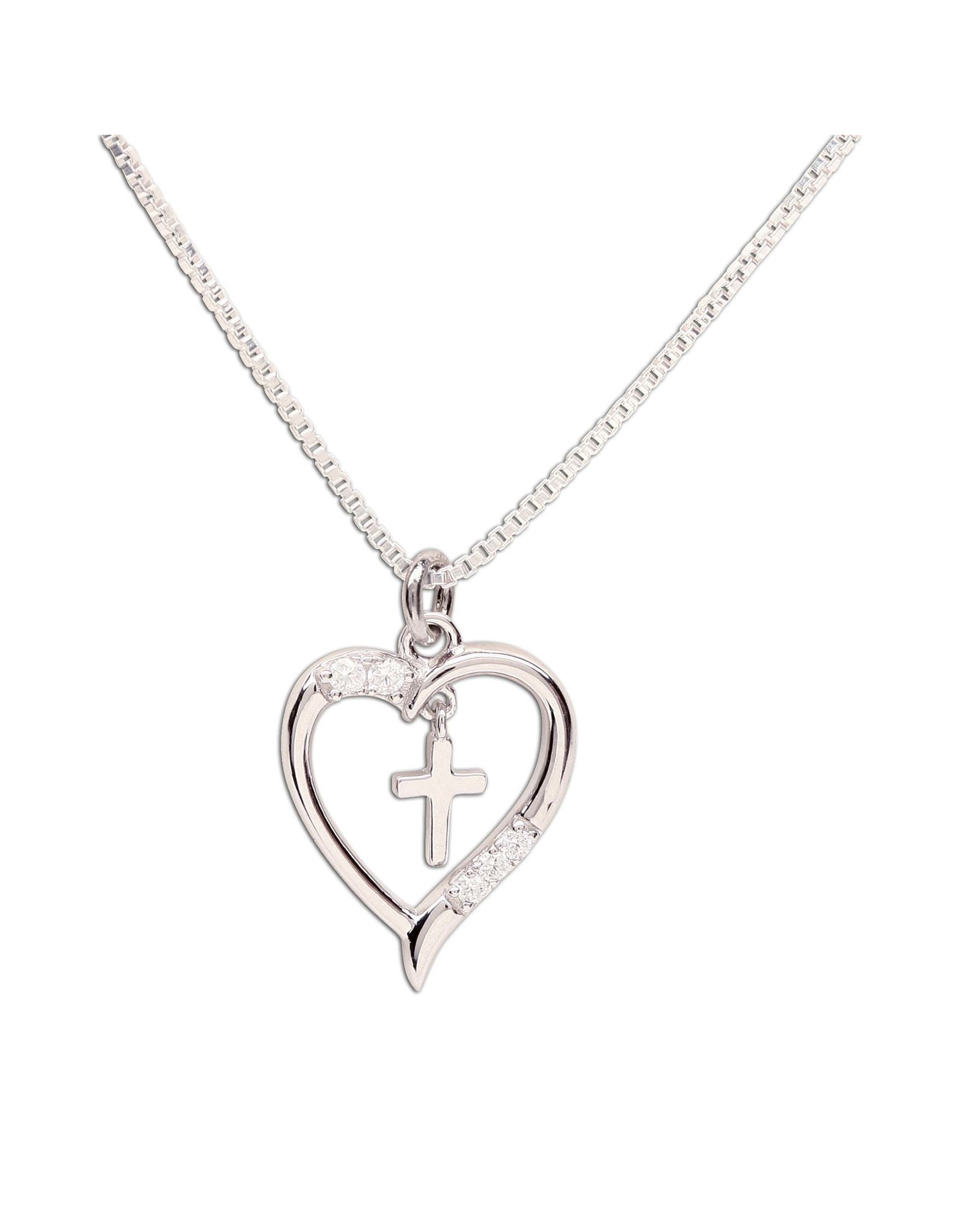 Cherished Moments Sterling Silver Dancing Cross Heart Necklace on 14" Chain