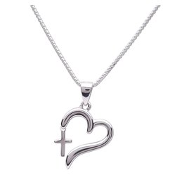 Cherished Moments Sterling Silver Dangling Cross Heart on 14" Chain