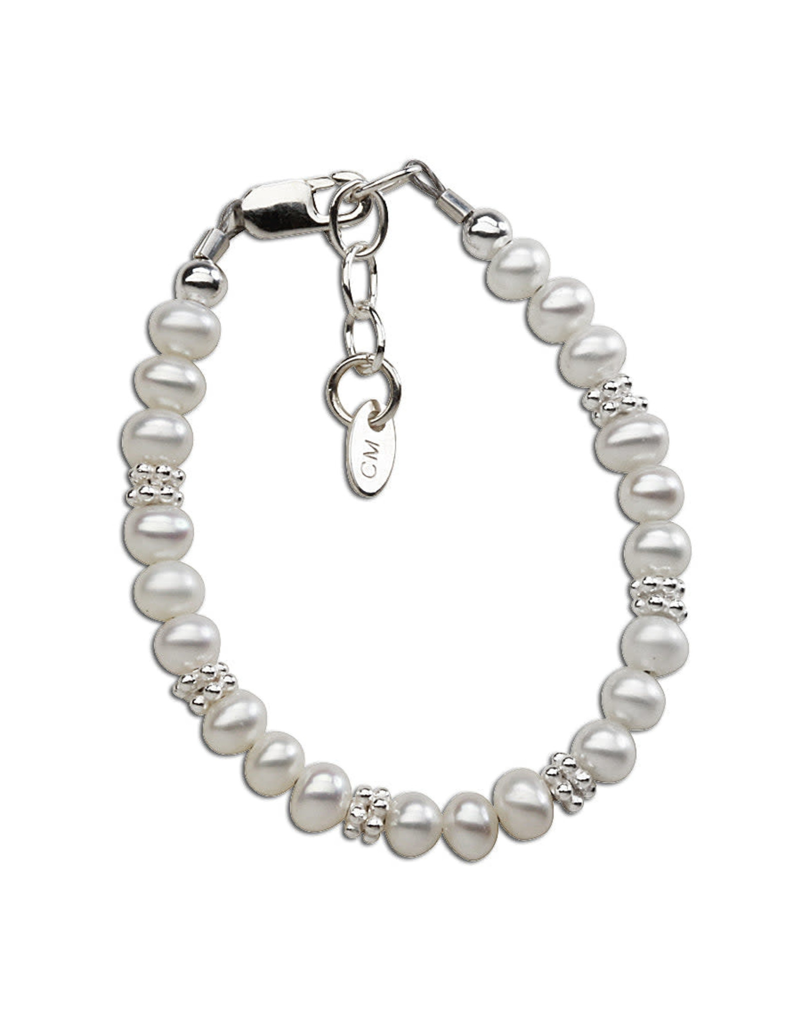 Cherished Moments Victoria Silver Bracelet with Freshwater Pearls & Daisy Accents