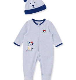 Little Me Putting Puppies Zip Footie & Hat